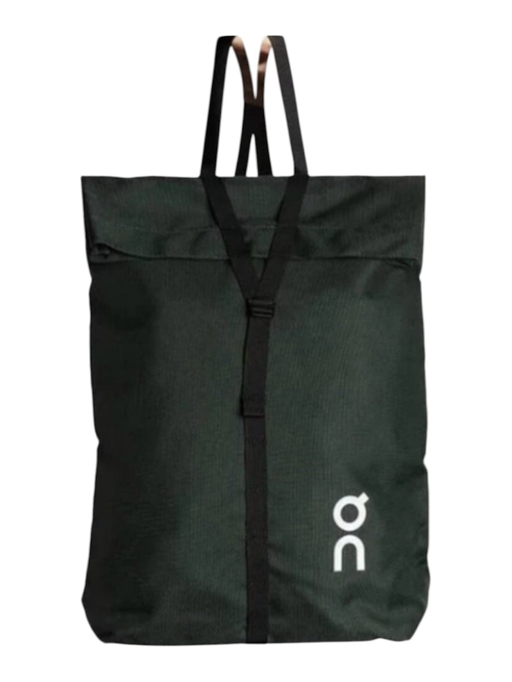 On Running Black Roll Top Backpack Lightweight Commuter Bag Magnetic Buttons